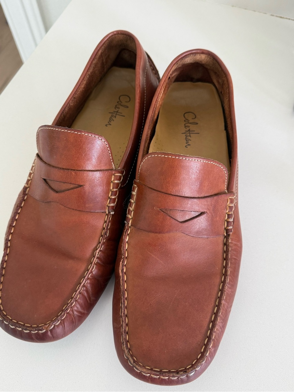 Cole Haan Men's Cognac Leather Penny Loafers